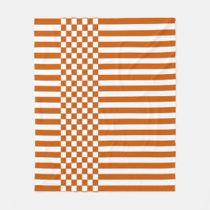Couverture Polaire Motif de répétition Orange & Blanc Checker & Strip
