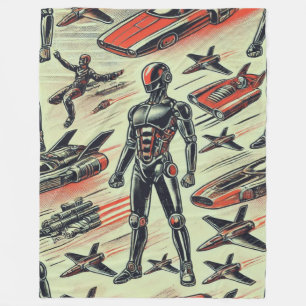 Couverture Polaire Motif de robot humanoïde futuriste Robotique IA
