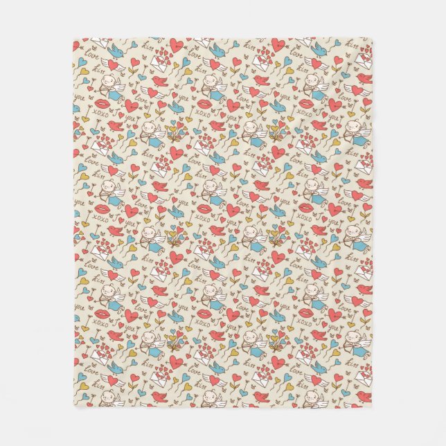 Couverture Polaire Motif de Saint-Valentin avec le cupidon (Devant)