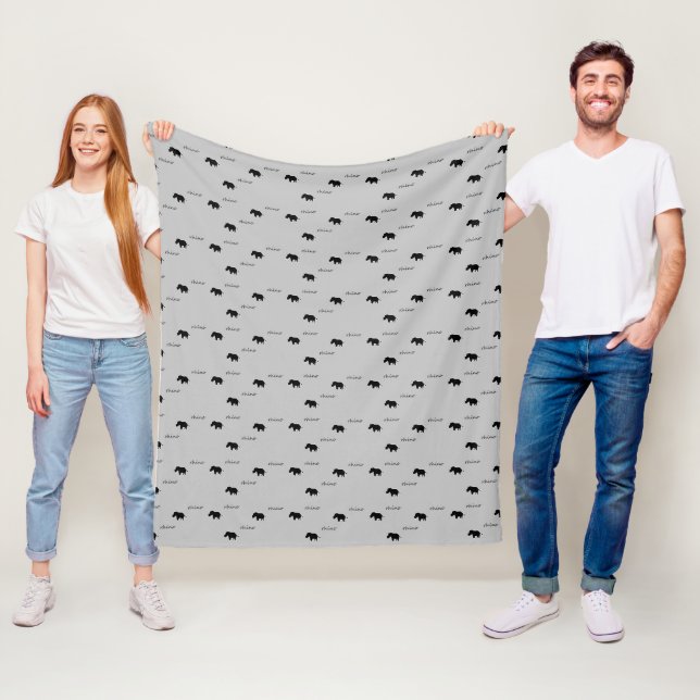 Couverture Polaire motif de silhouette rhinocéros (En situation)