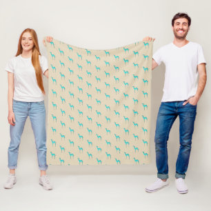 Couverture Polaire Motif de silhouette turquoise Greyhound Whippet