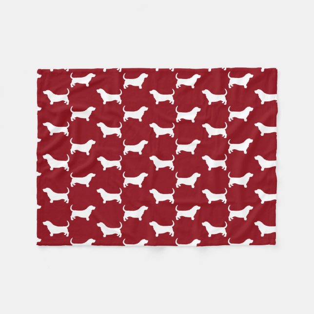 Couverture Polaire Motif de silhouettes de Basset Hound (Devant (Horizontal))