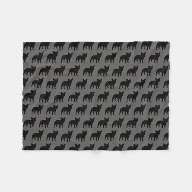 Couverture Polaire Motif de silhouettes de bouledogue français (Devant (Horizontal))
