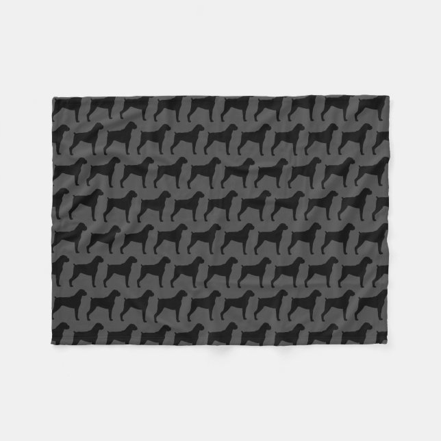 Couverture Polaire Motif de silhouettes de chien de boxeur (oreilles (Devant (Horizontal))