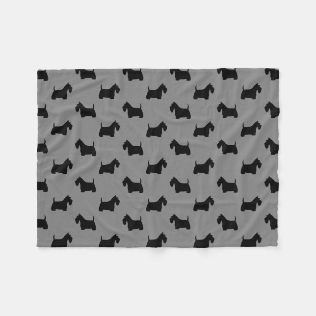 Couverture Polaire Motif de silhouettes de Terrier d'écossais (Devant (Horizontal))