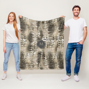 Couverture Polaire Motif de Snakeskin exotique avec votre monogramme