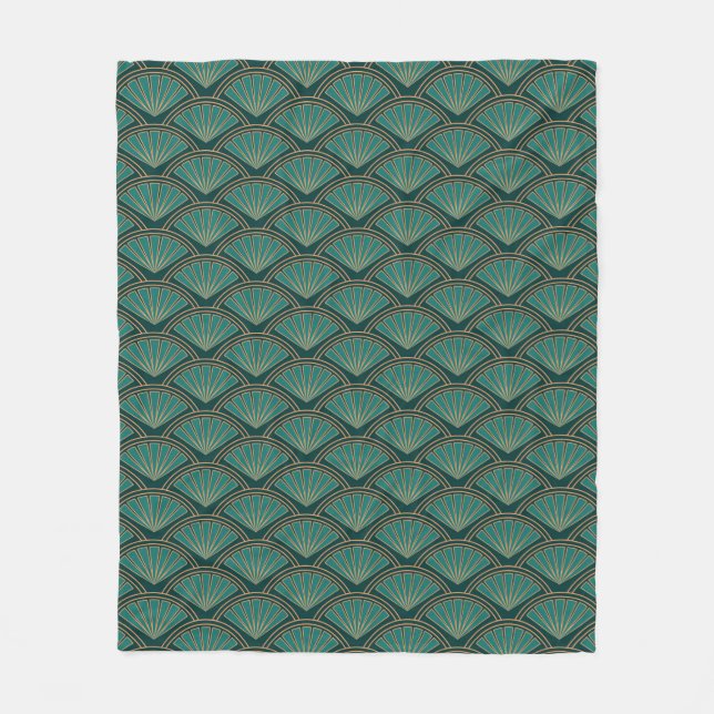 Couverture Polaire Motif de style Art déco en vert turquoise (Devant)