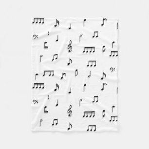 Couverture Polaire Motif de symboles Black & White Music Notes