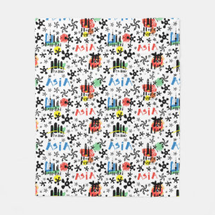 Couverture Polaire Motif de symboles de l'Asie  