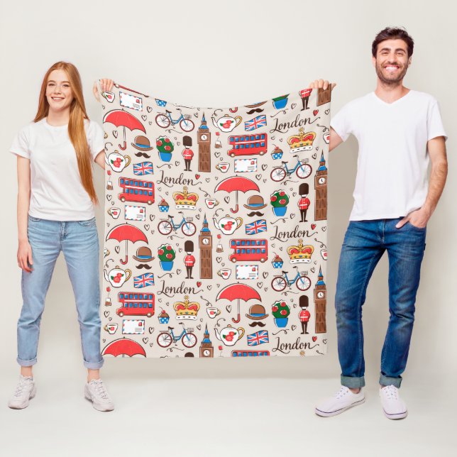 Couverture Polaire Motif de symboles de Londres (En situation)