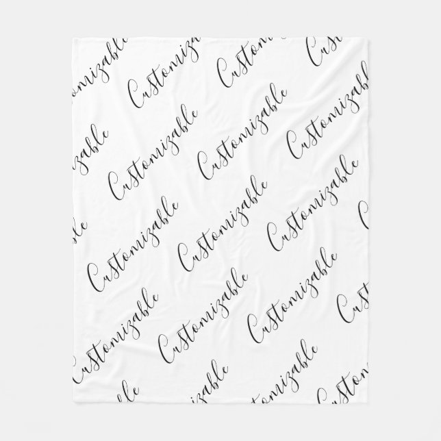 Couverture Polaire Motif de texte de script moderne modifiable | Noir (Devant)