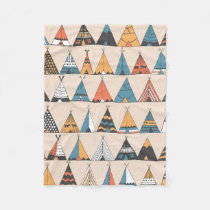 Couverture Polaire Motif de tipi. Tente d'été autochtone de Wigwam