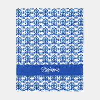 Motif de toile française bleue avec monogramme