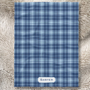 Couverture Polaire Motif de très bon goût rustique de plaid bleu