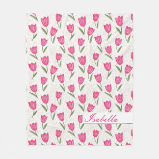 Couverture Polaire Motif de tulipe rose personnalisé