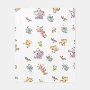 Couverture Polaire Motif de vie marine coloré avec les mers et les po