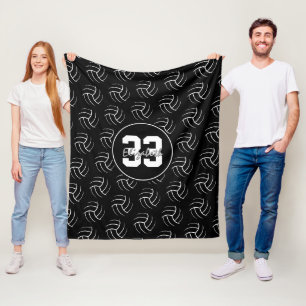 Couverture Polaire motif de volleyballs minimes noir et blanc
