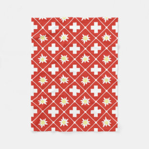 Couverture Polaire Motif d'edelweiss de la Suisse