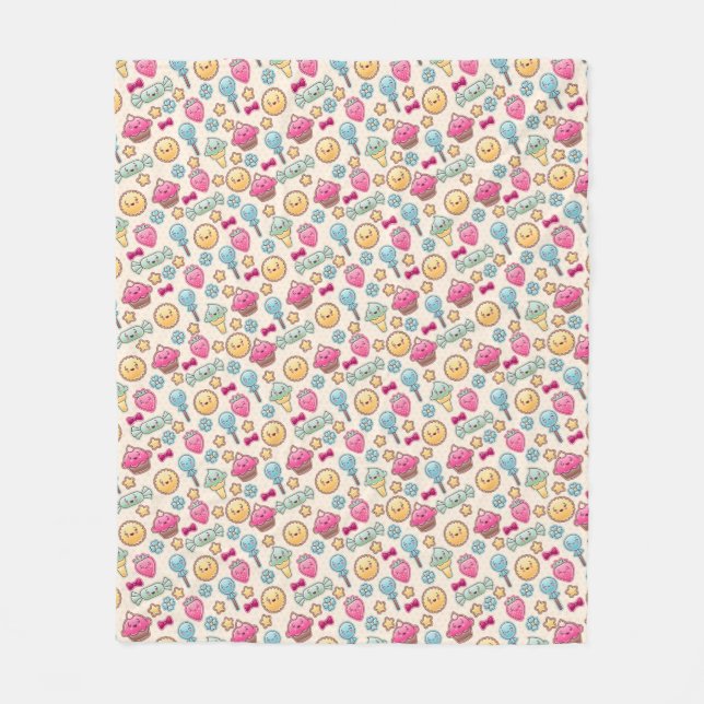 Couverture Polaire Motif d'enfant de Kawaii avec des griffonnages (Devant)