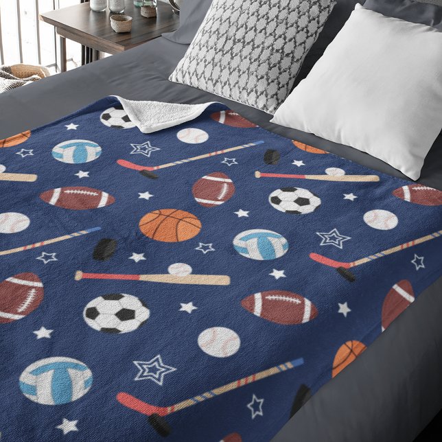 Couverture Polaire Motif d'équipement sportif pour enfants en bleu (Créateur téléchargé)