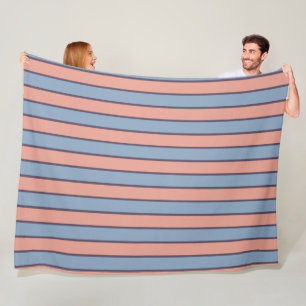 Couverture Polaire Motif des bandes de lignes rose et bleu