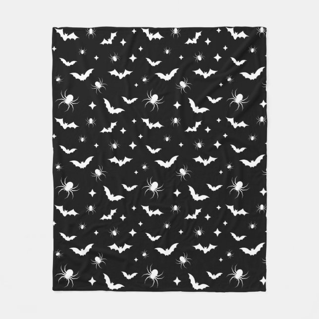Couverture Polaire Motif des chauves-souris et araignées d'Halloween  (Devant)