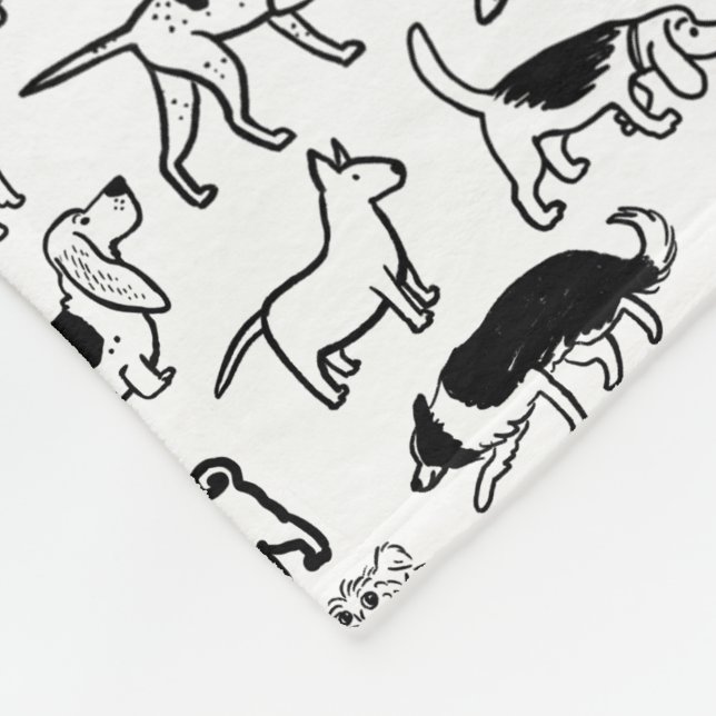 Couverture Polaire Motif des chiens noirs et blancs| Cute Canine Love (Coin)