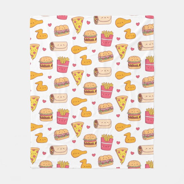 Couverture Polaire Motif des Doodles de cuisine rapide (Devant)