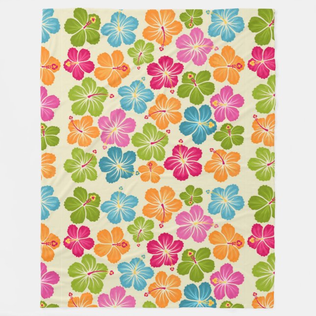 Couverture Polaire Motif des fleurs d'Hibiscus (Devant)