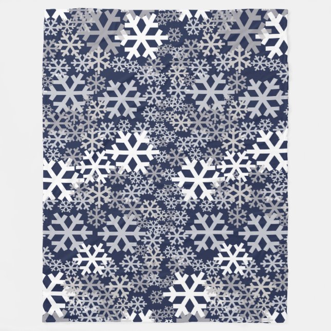 Couverture Polaire Motif des flocons de neige de Noël bleu (Devant)