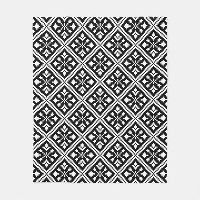 Couverture Polaire Motif des flocons de neige de Noël noir et blanc (Devant)