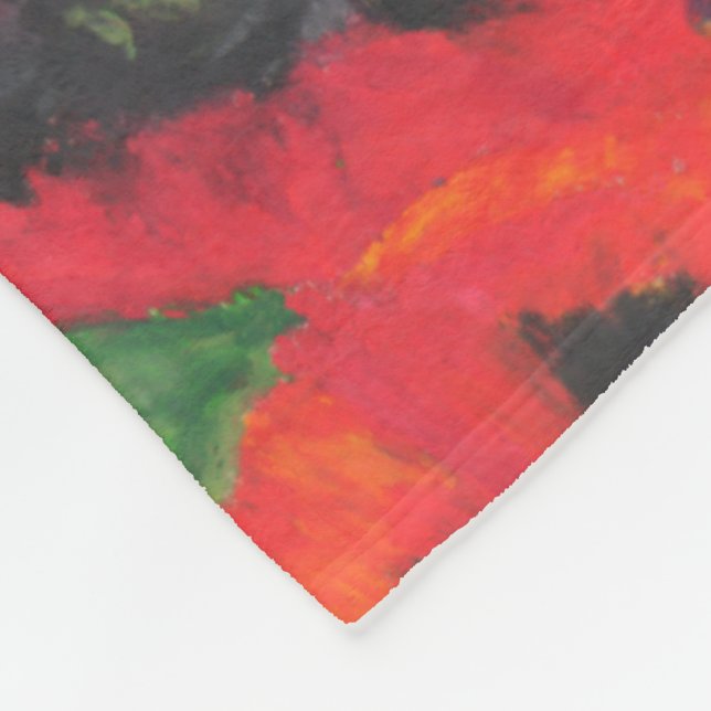Couverture Polaire Motif des pépites orientales rouges sur bleu (Coin)