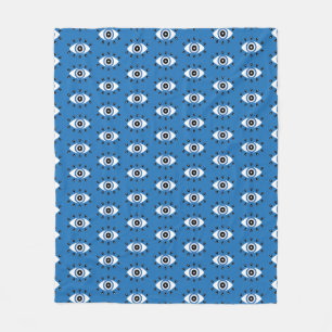 Couverture Polaire Motif des yeux mal grecs bleu noir blanc