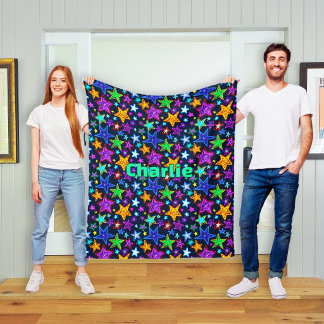 Couverture Polaire Motif d'étoiles brillantes pour literie d'enfants