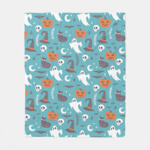 Couverture Polaire Motif d'Halloween Turquoise amusant