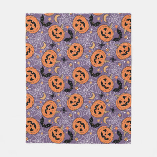 Couverture Polaire Motif d'Halloween violet Jack-O-lanterne