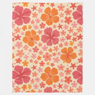Couverture Polaire Motif d'hibiscus hawaïen des années 60