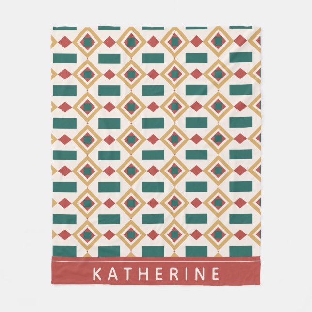 Couverture Polaire Motif d'hiver vert et rouge vacances (Devant)