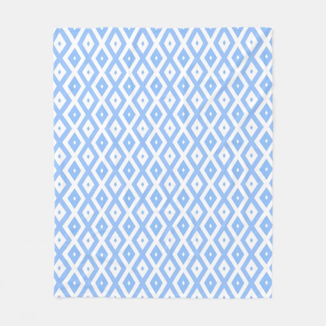 Couverture Polaire Motif diamant bleu et blanc (Devant)