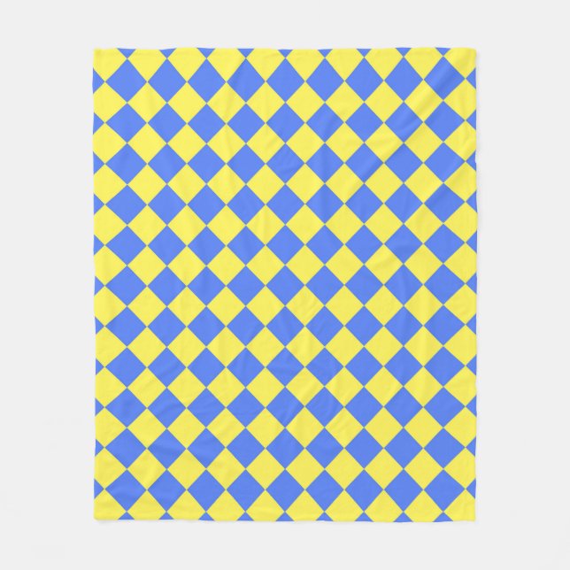Couverture Polaire Motif diamant jaune bleu Checker (Devant)