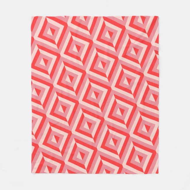 Couverture Polaire Motif diamant rouge à trois tons (Devant)