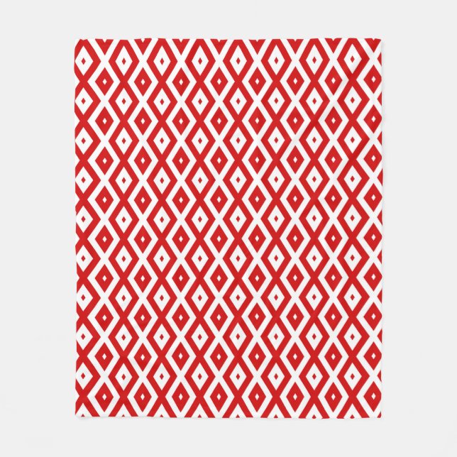 Couverture Polaire Motif diamant rouge et blanc (Devant)