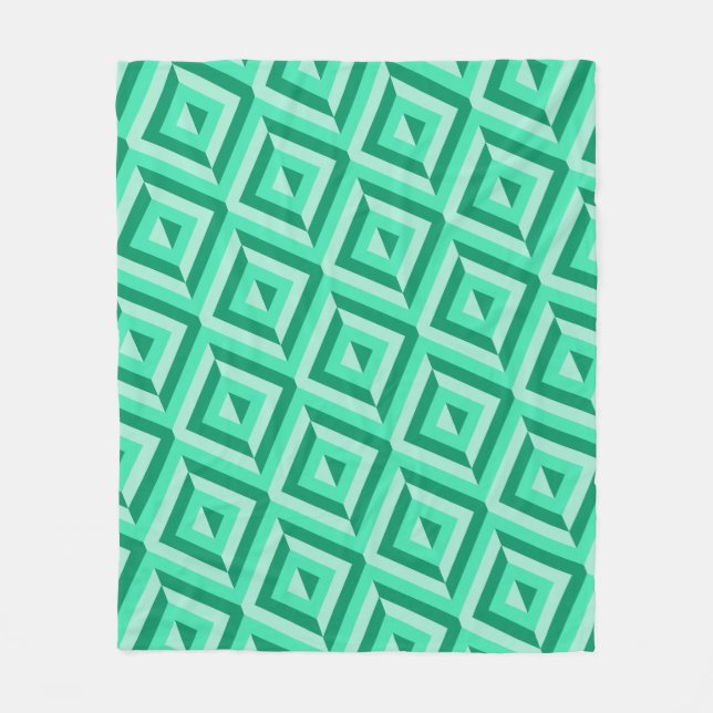 Couverture Polaire Motif Diamant vert à trois tons (Devant)