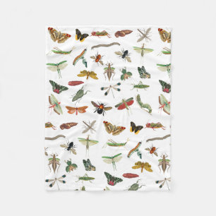 Couverture Polaire Motif d'illustration coloré d'insectes Vintages
