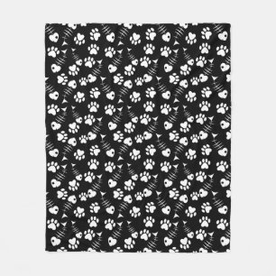 Couverture Polaire motif d'impression de chat d'os de poissons