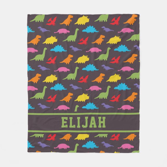Couverture Polaire Motif Dinosaure coloré, Enfants Personnalisés (Devant)