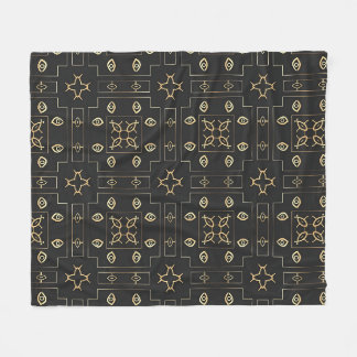 Couverture Polaire Motif d'œil en or antique sur fond noir
