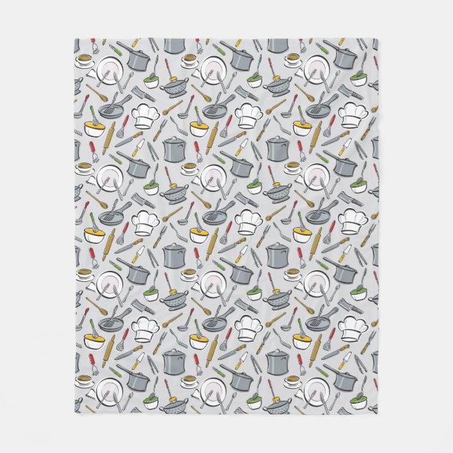 Couverture Polaire Motif d'outils de cuisine (Devant)