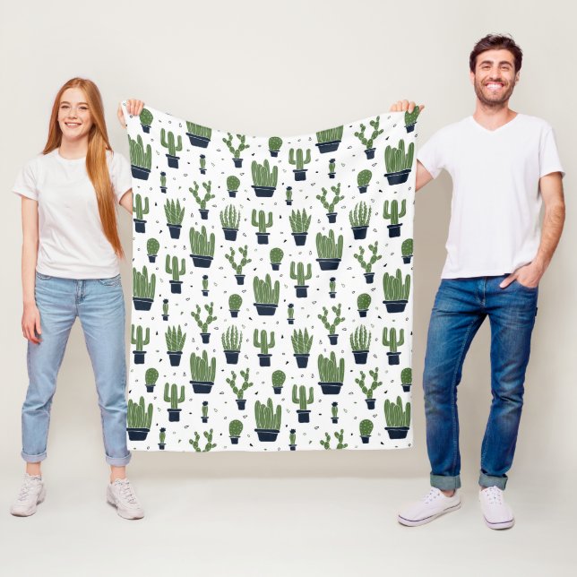 Couverture Polaire Motif du désert de cactus foncé rustique (En situation)