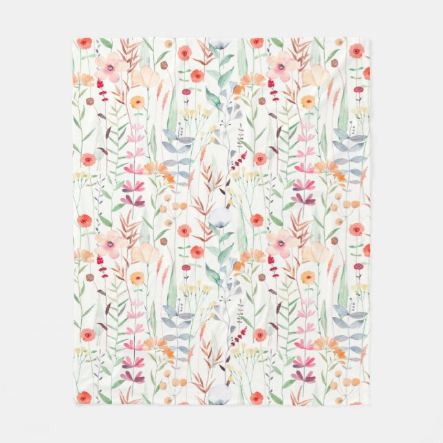 Couverture Polaire Motif du jardin de fleurs Pastel (Devant)